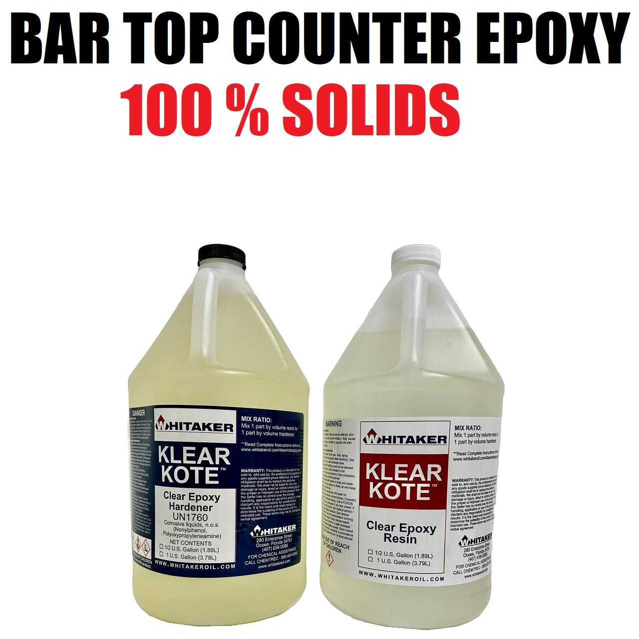 WHITAKER KLEAR KOTE 2 Gal Kit BAR TOP COUNTER EPOXY Questions & Answers